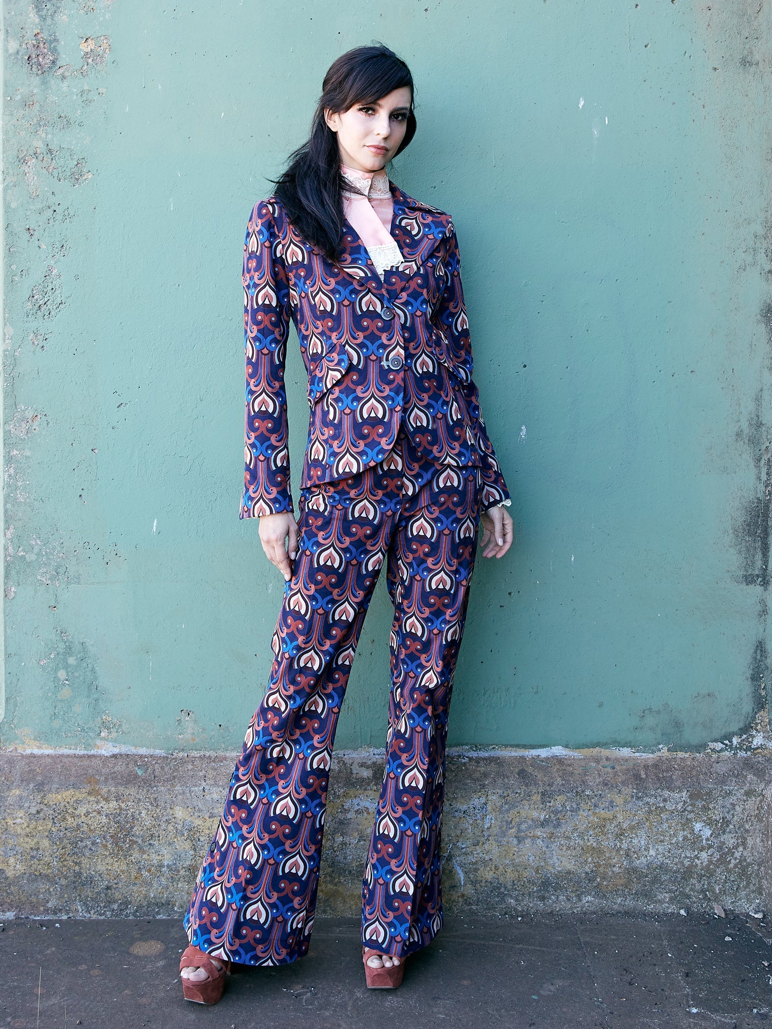 Bold Patterned Women's Power Pantsuit