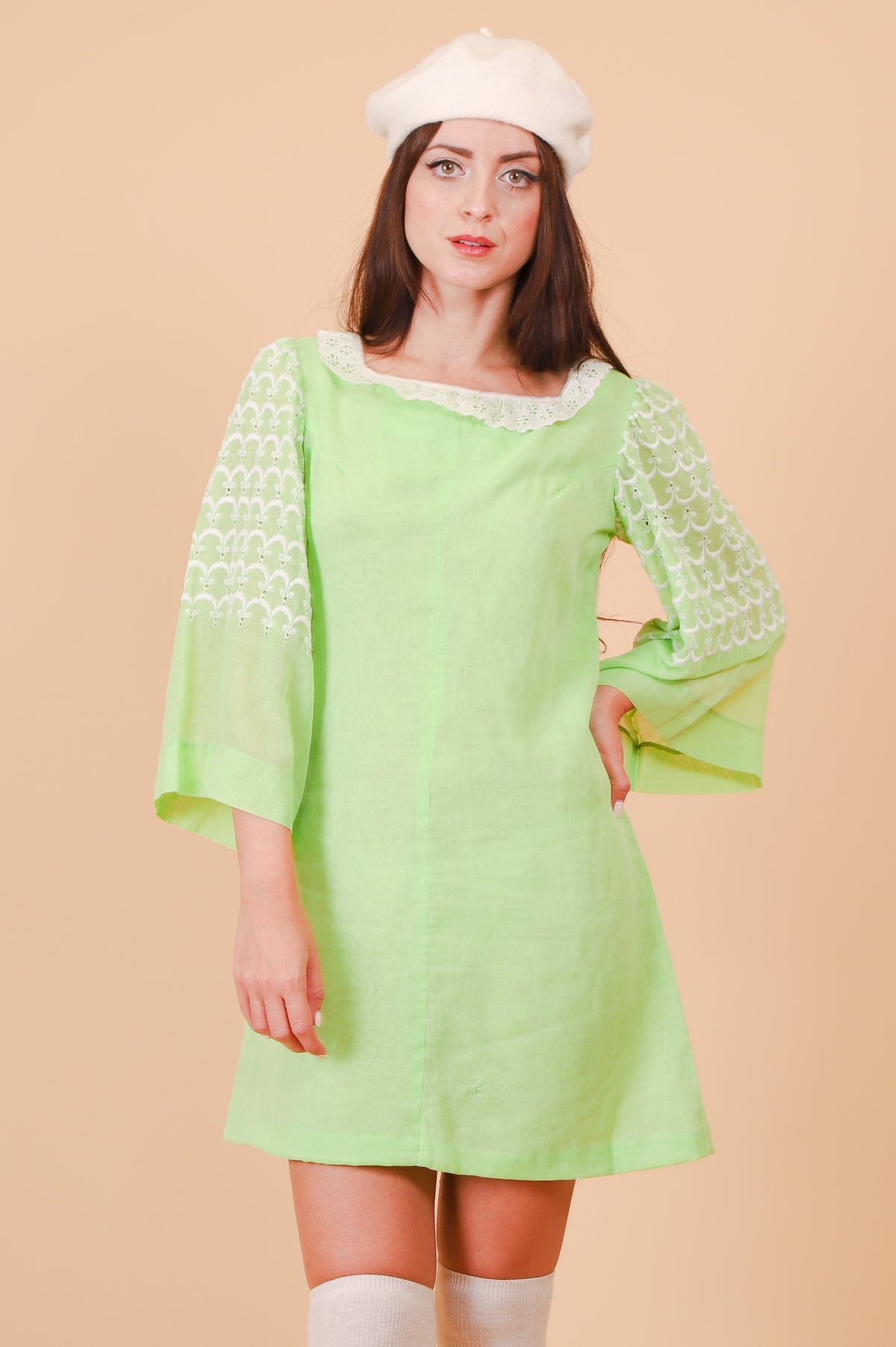 Vintage 1960's Pistachio Dolly Mini-Dress Vintage 1960's Pistachio Dolly Mini-Dress
