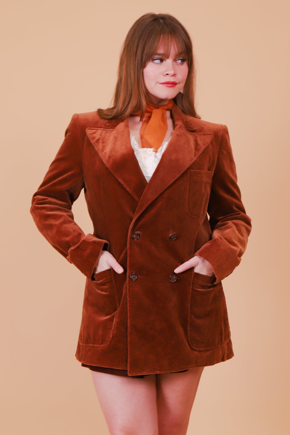 Vintage 1960's Men's Yves Saint Laurent Caramel Velvet Blazer