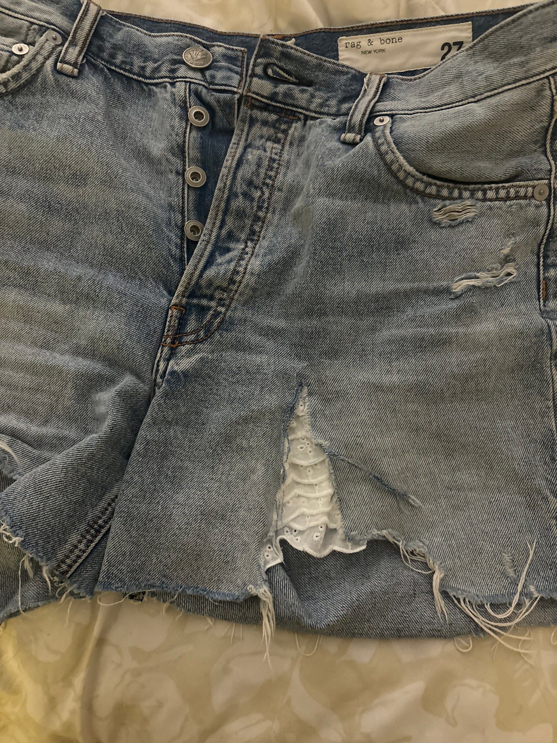 Ripped Jean Repaired with Ruffles