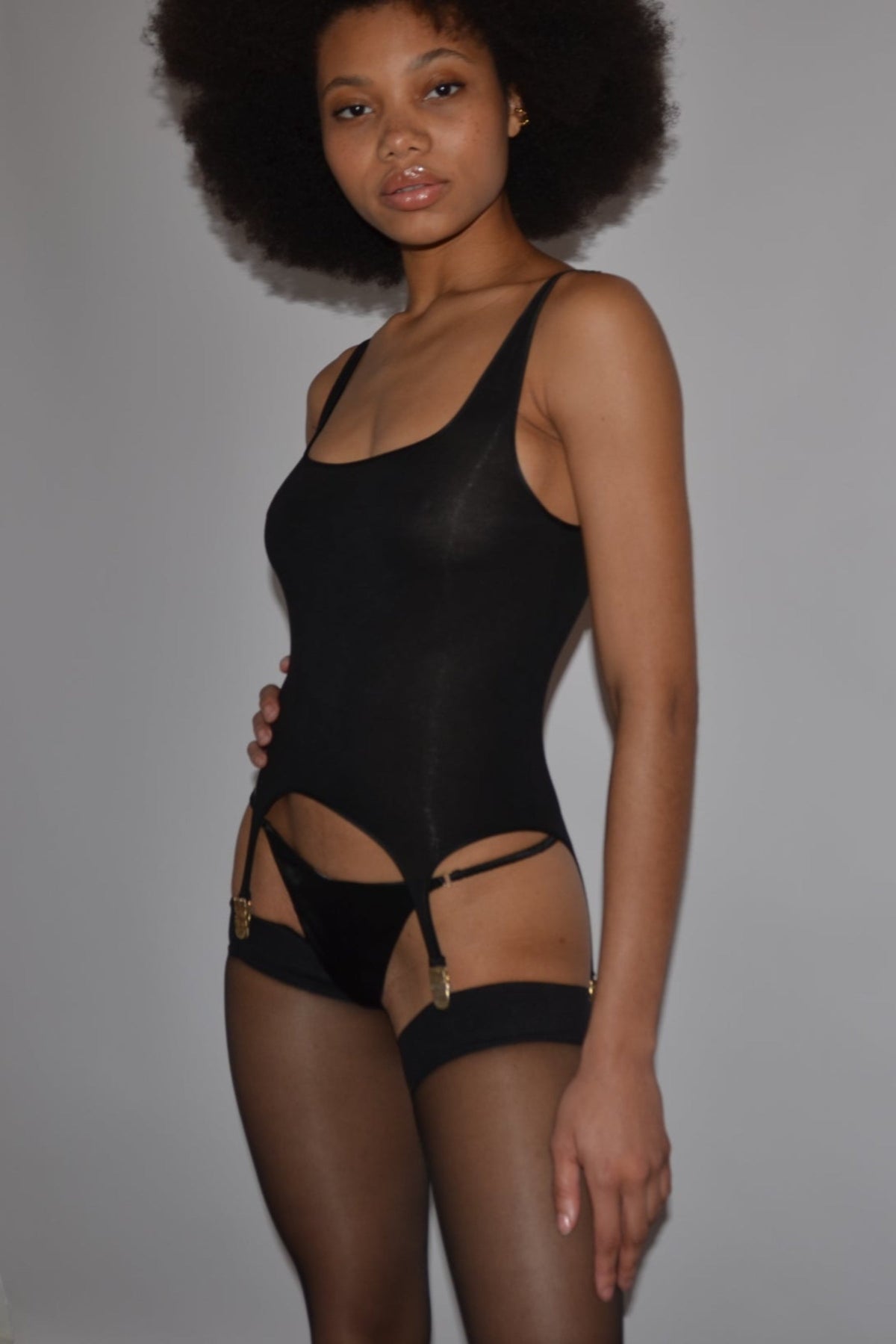 Garter Tank Top With Stretch Fit And Garter Straps Made In NYC