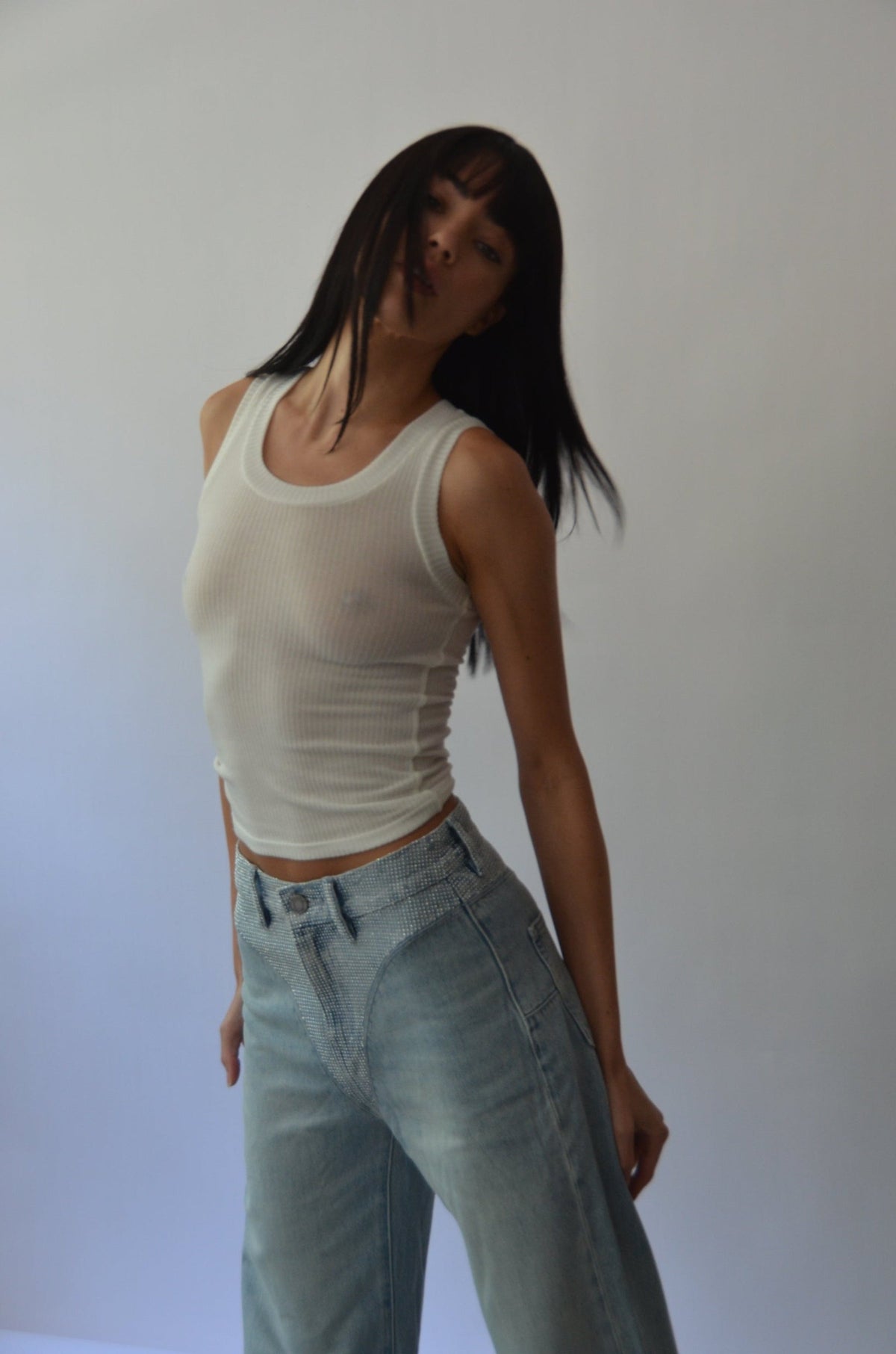 Financier Tank Lightweight Rayon Cotton Rib Knit Top