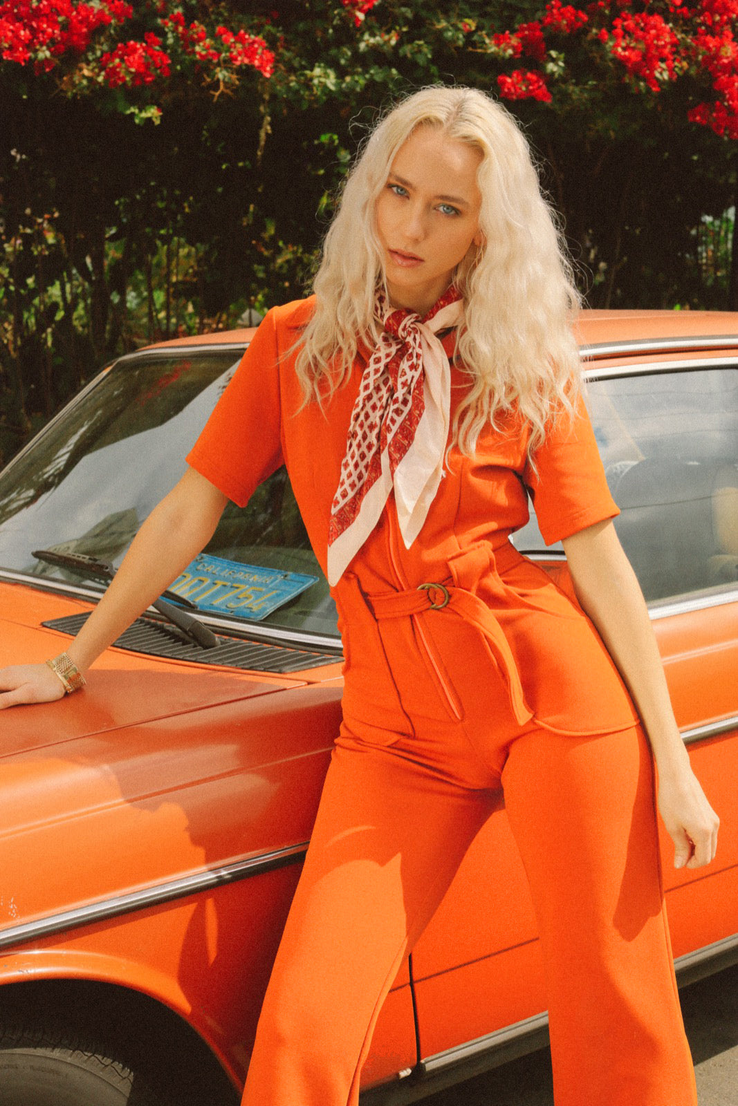 The California Shake Jumpsuit in Tangerine