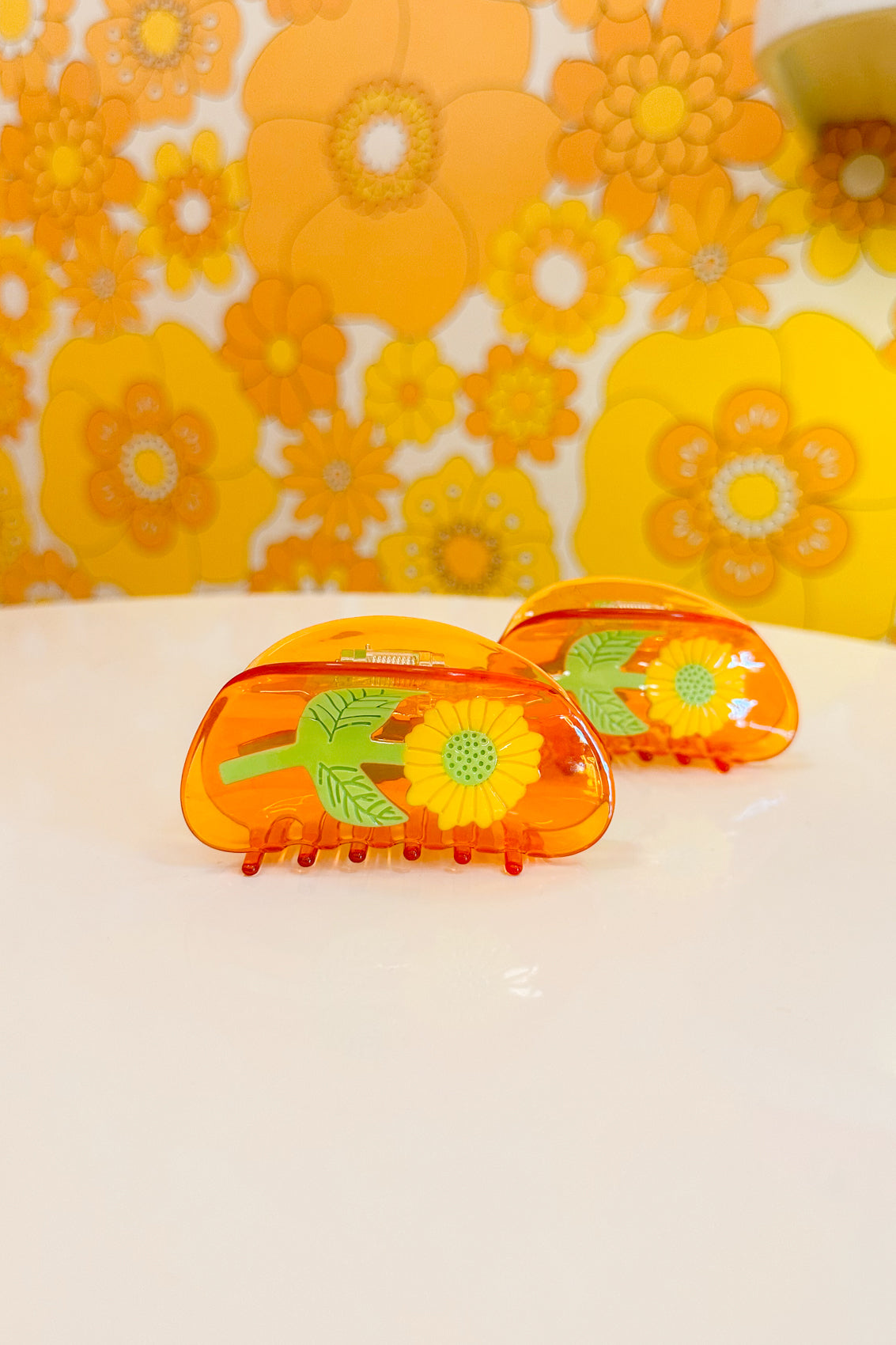 Sunflower Hair Claw in Tangerine