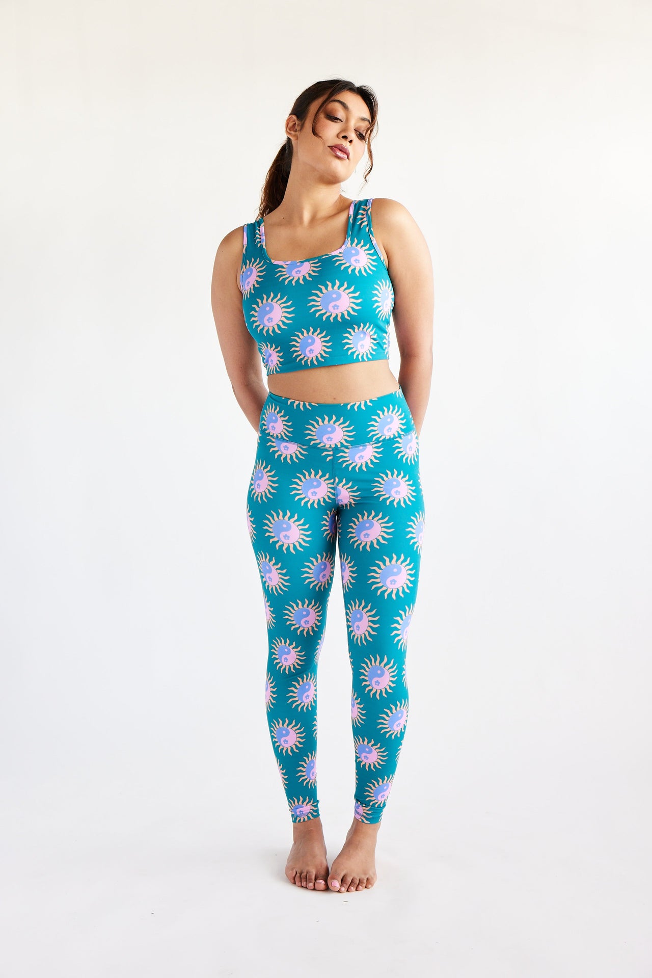 High Rise Leggings - Tropical Yin Yang