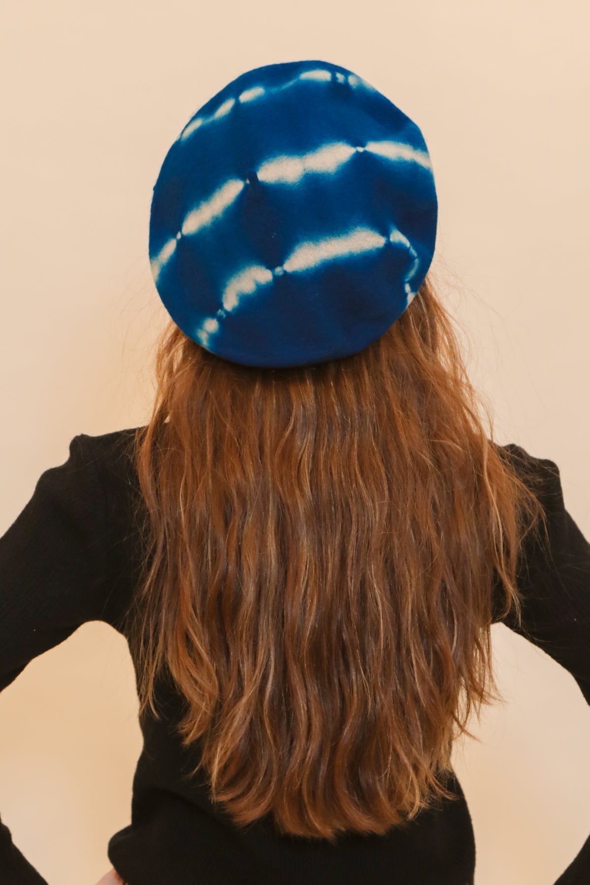 Brigitte Beret in Indigo Tie-Dye