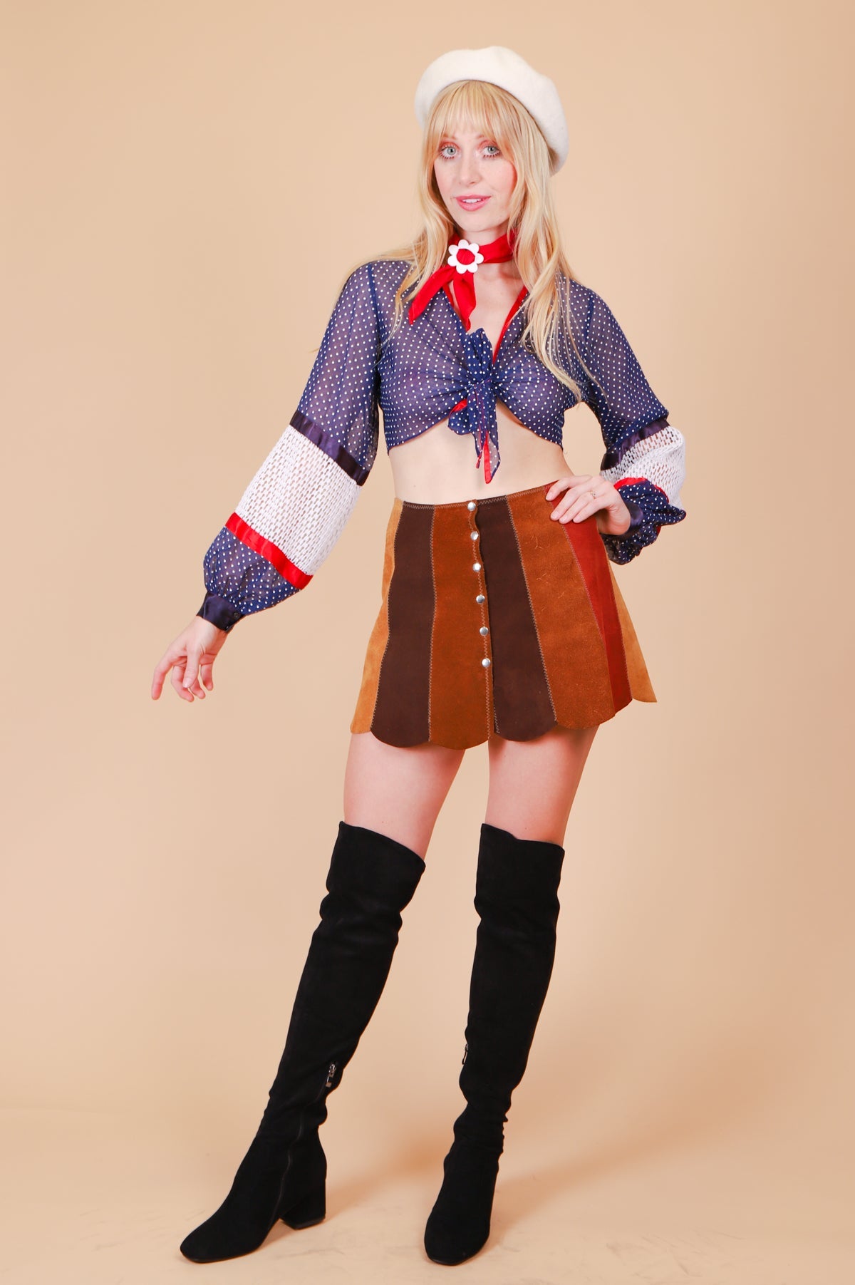 Vintage 1970’s Red, White, and Blues Navy Top