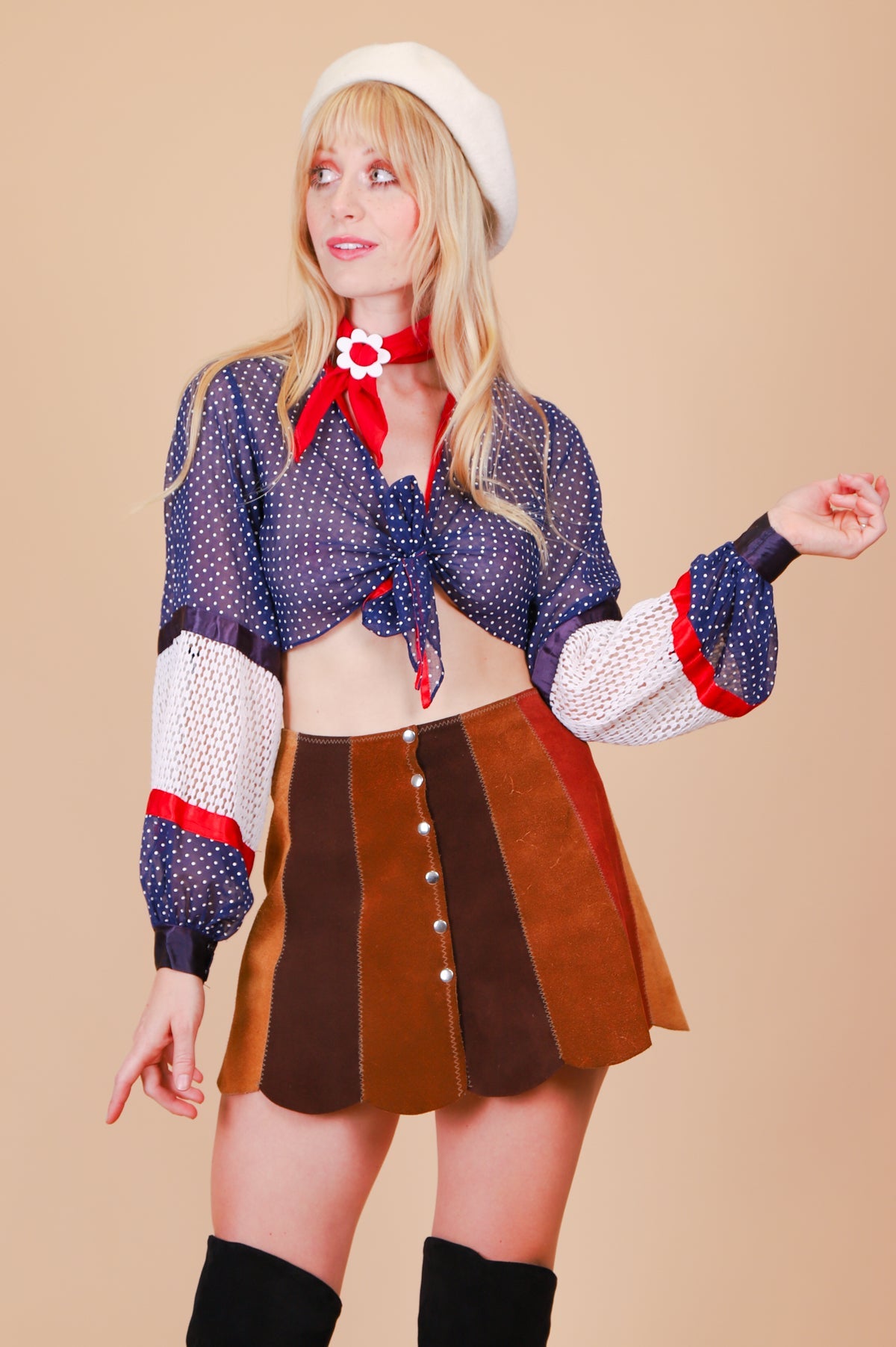 Vintage 1970’s Red, White, and Blues Navy Top