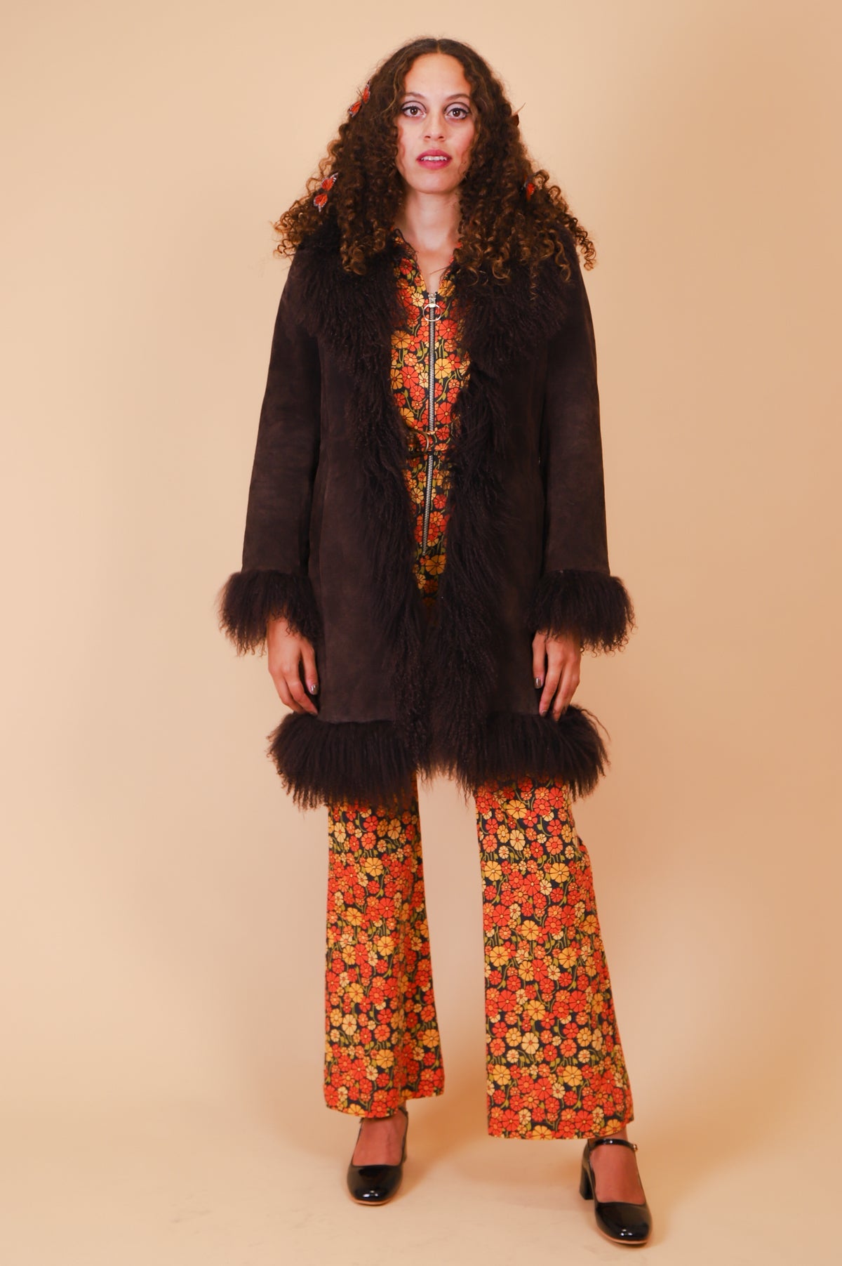 Vintage 1970’s Norwegian Wood Chocolate Suede Fur Coat