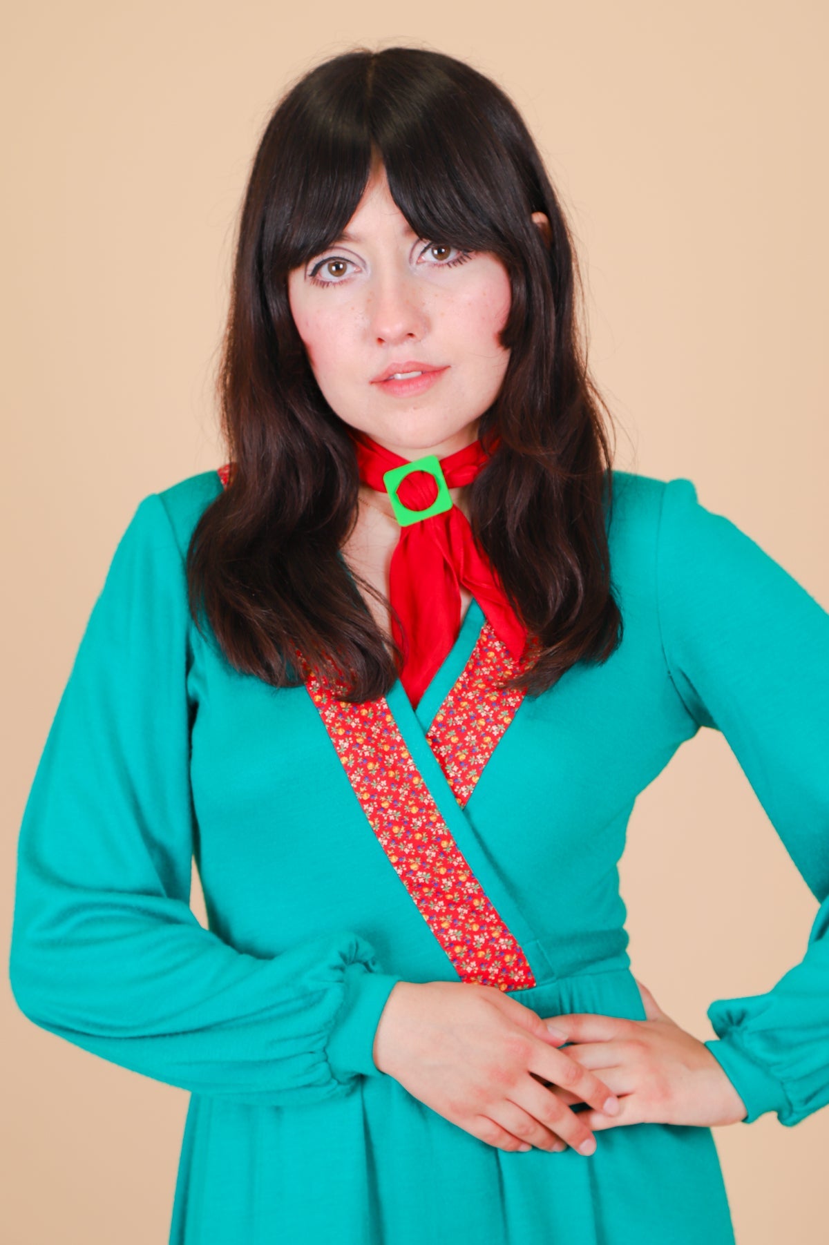 Vintage 1970’s Watermelon Wrap Midi-Dress