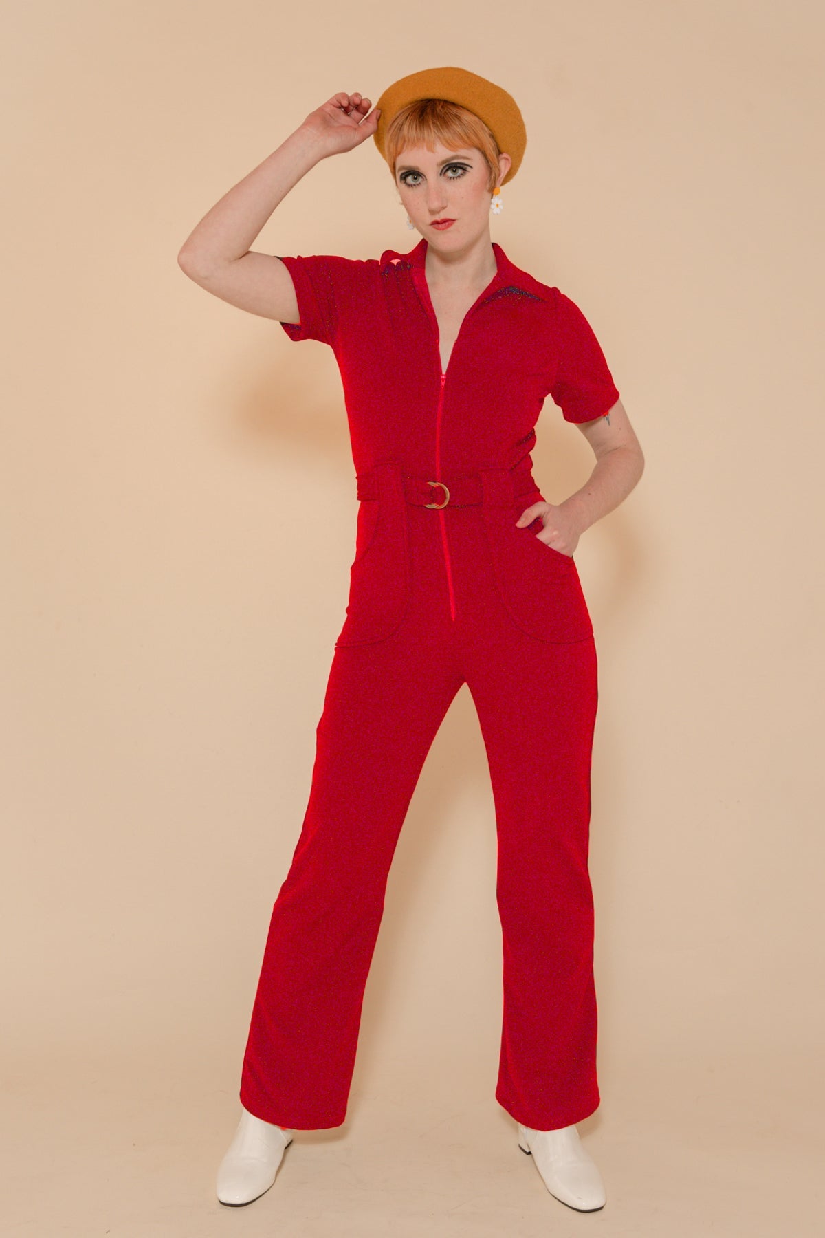 The California Shake Jumpsuit in Cherry