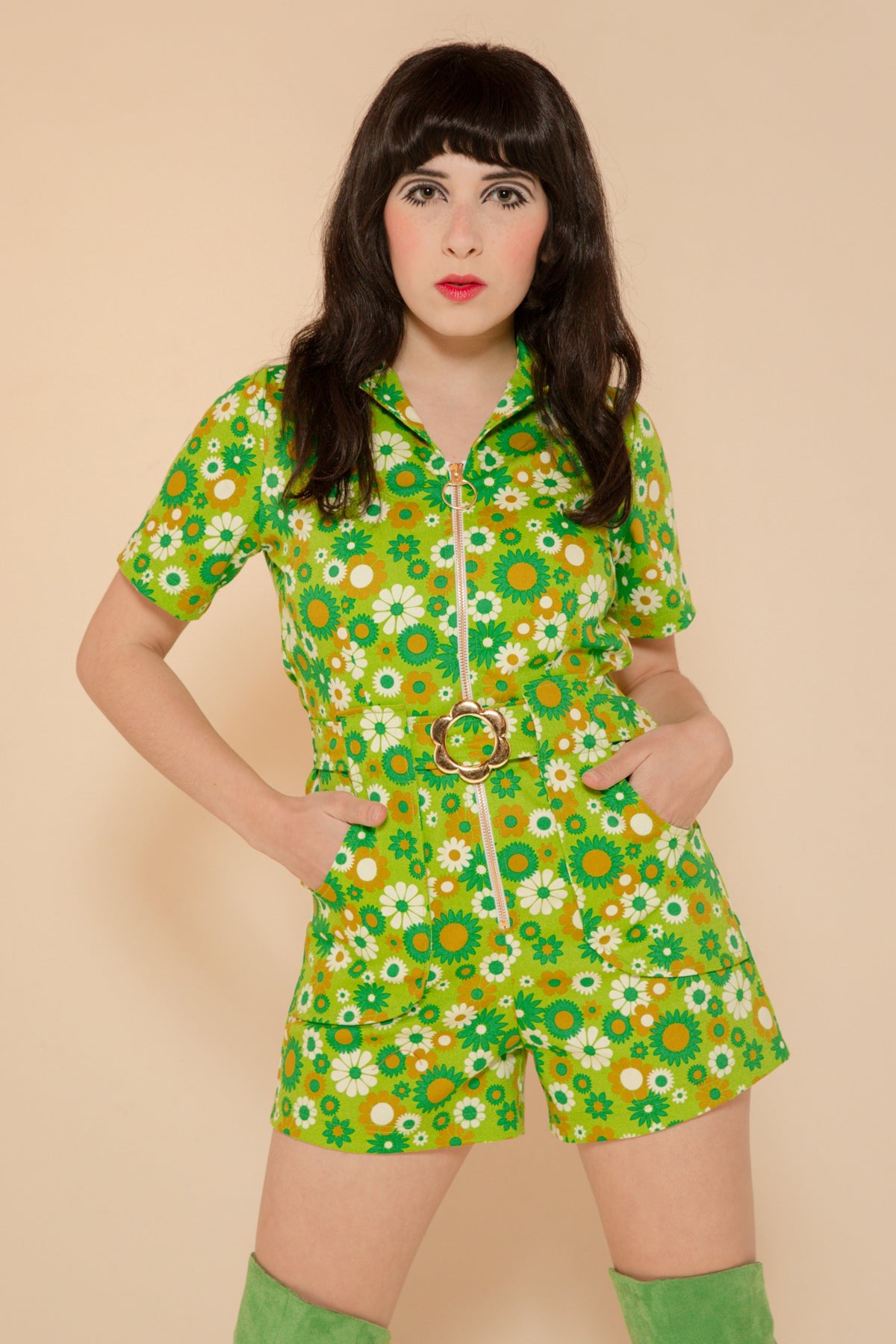 Green Daisy Romper