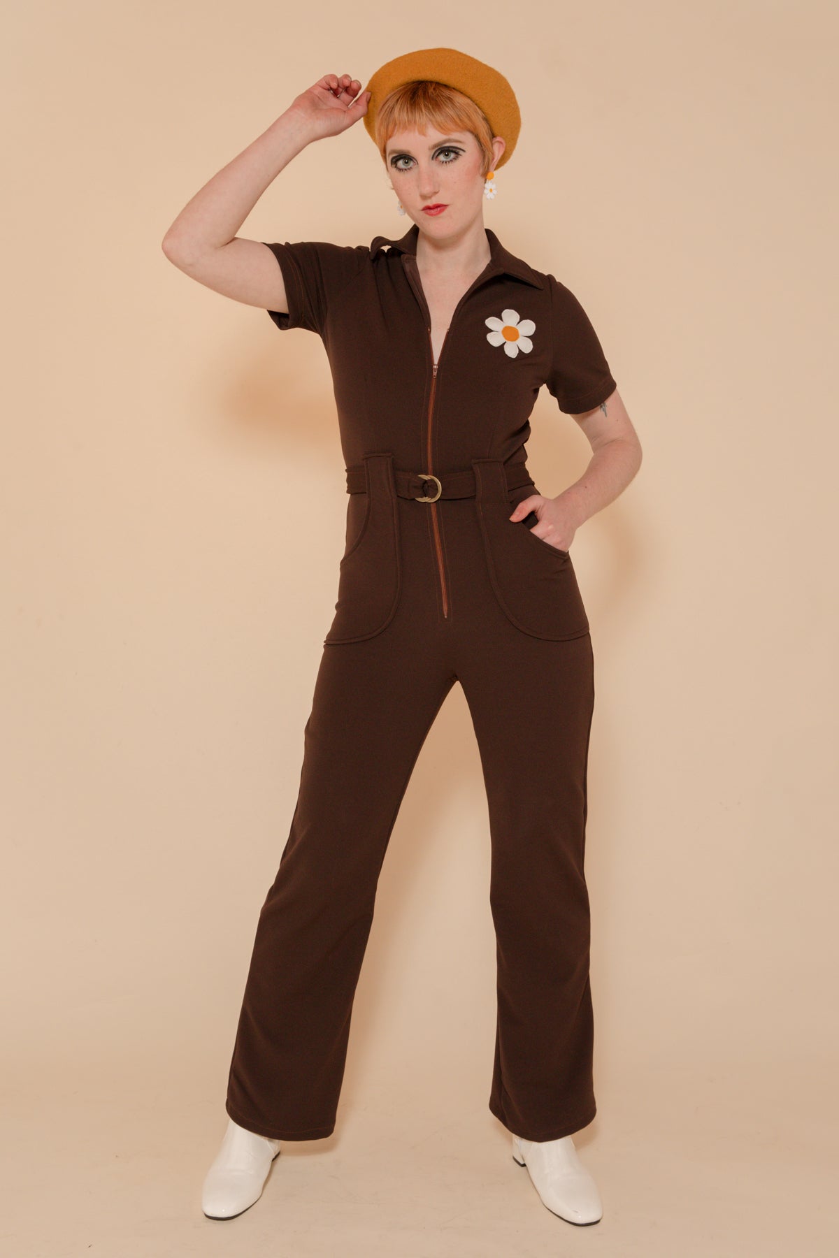 The Flower Power Jumpsuit in Chocolate