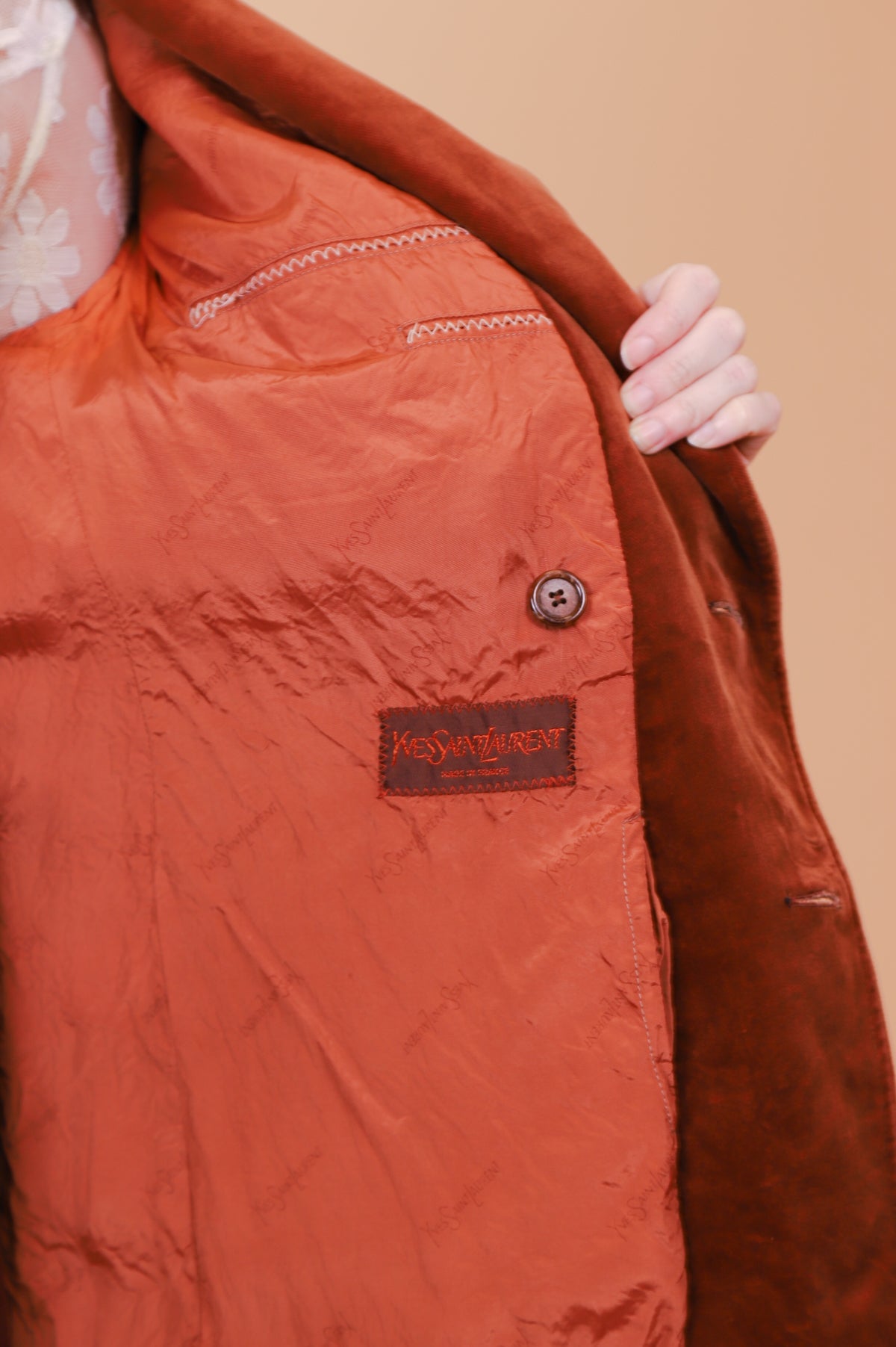 Vintage 1960’s Men's Yves Saint Laurent Caramel Velvet Blazer