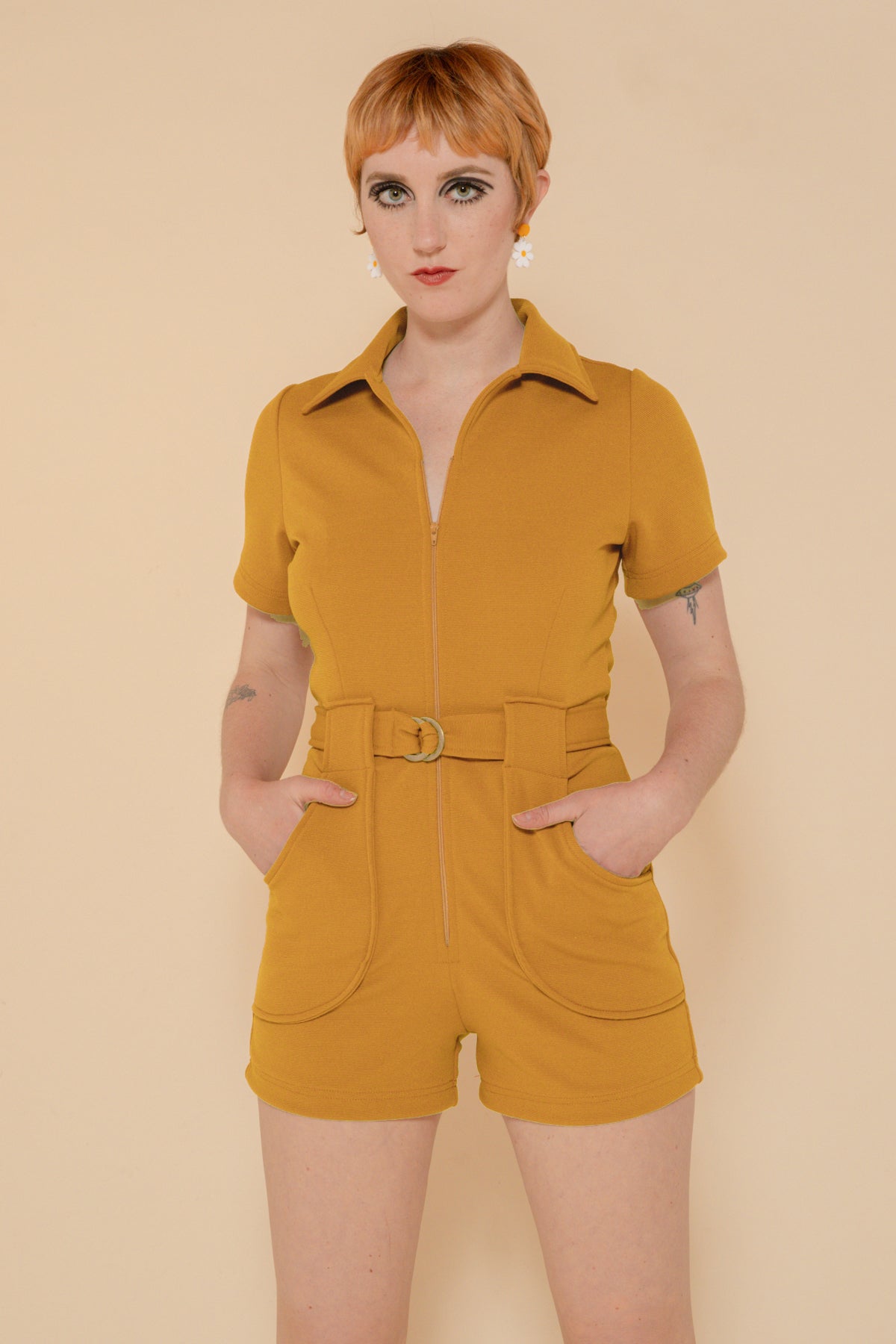 The California Shake Romper in Mustard