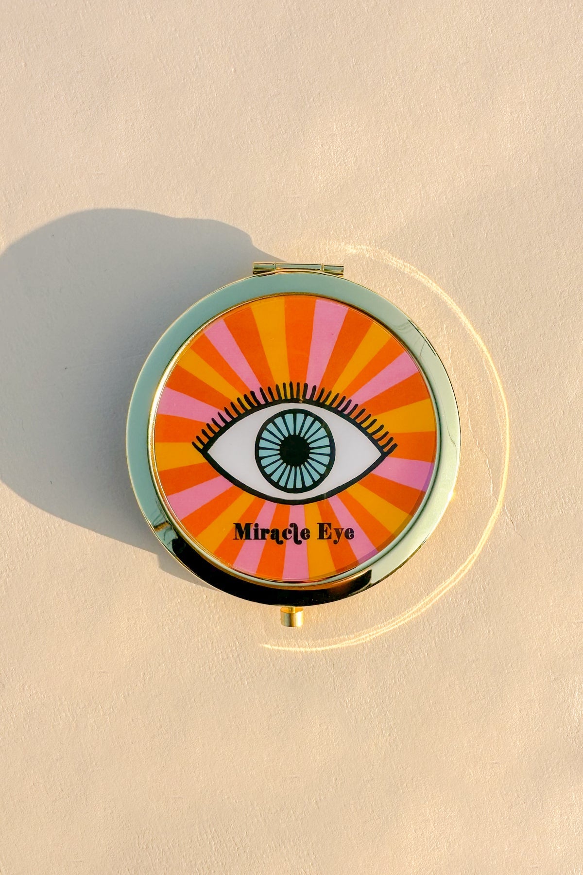 Rainbow Eye Mirror Compact in Gold