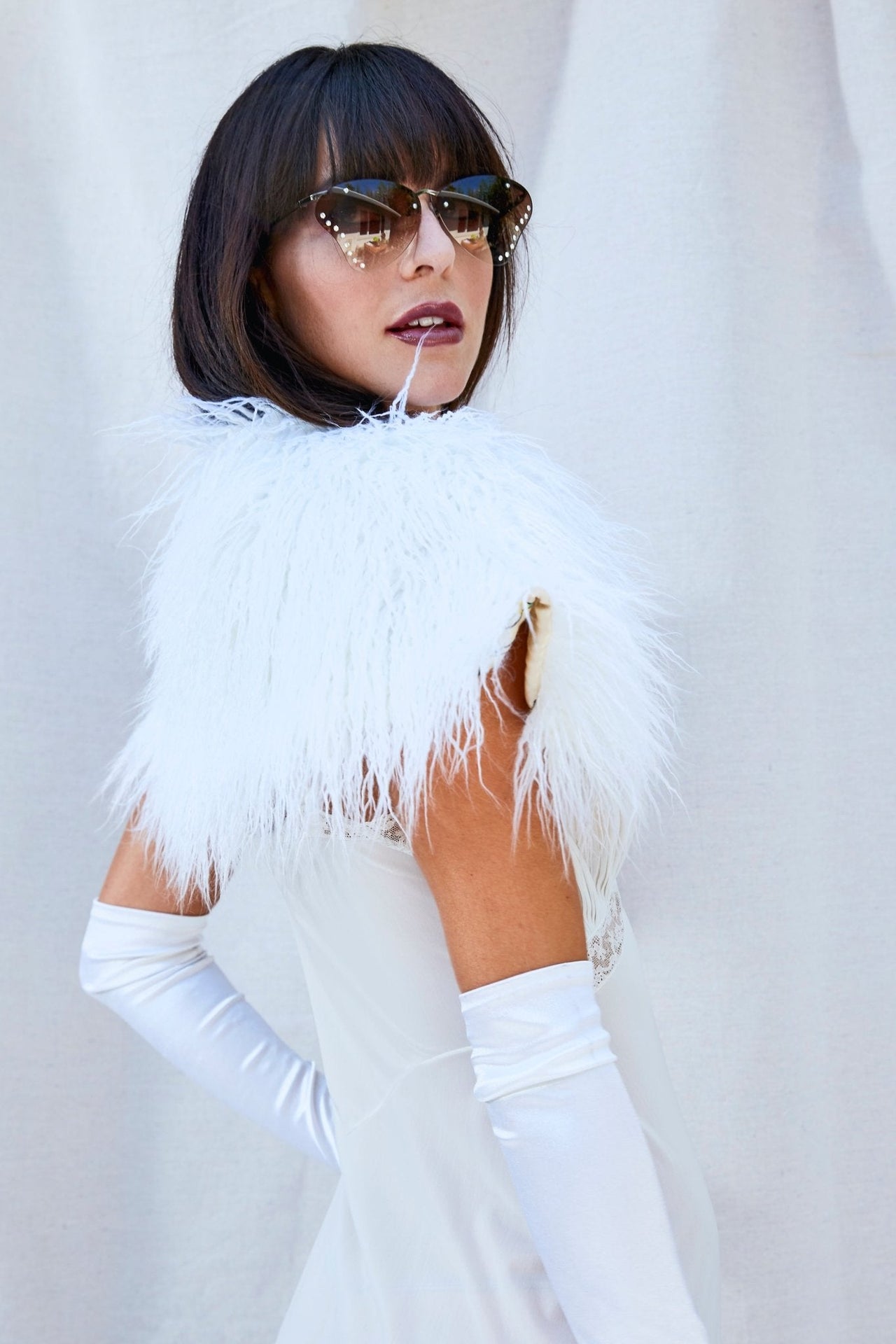 White Faux Fur Stole