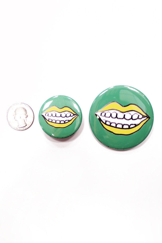 Say Cheese Button in Green